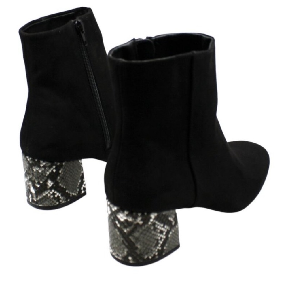 SUGAR Womens Black Snake heel Booties